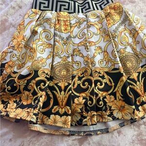 Versace Baroque Skater Skirt in Black, Gold, and Cream